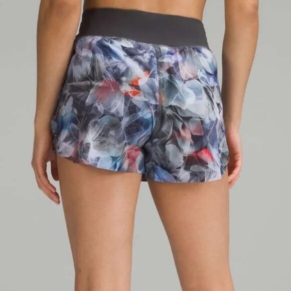 LULULEMON Blue Floral Fast and Free Reflective High-Rise Classic-Fit Short 3" Si - Picture 2 of 8